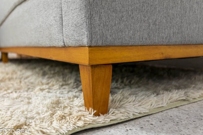 Sofá 3 Lugares Milão 2.30 m Chaise Lado Direito Linho Cinza 1008 - Molas Ensacadas