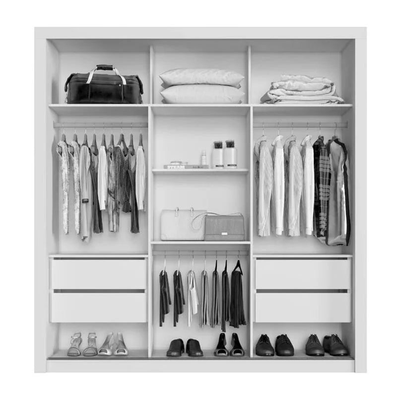Guarda-Roupa Casal 3 Portas New Panamá c/Espelho Tóquio Branco Larg. 1.85m Sallêto