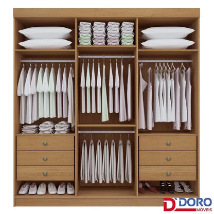 Guarda-roupa Casal Colibri Cinamomo/Off 6 Portas 6 Gavetas Larg. 2.05m – D’ Doro