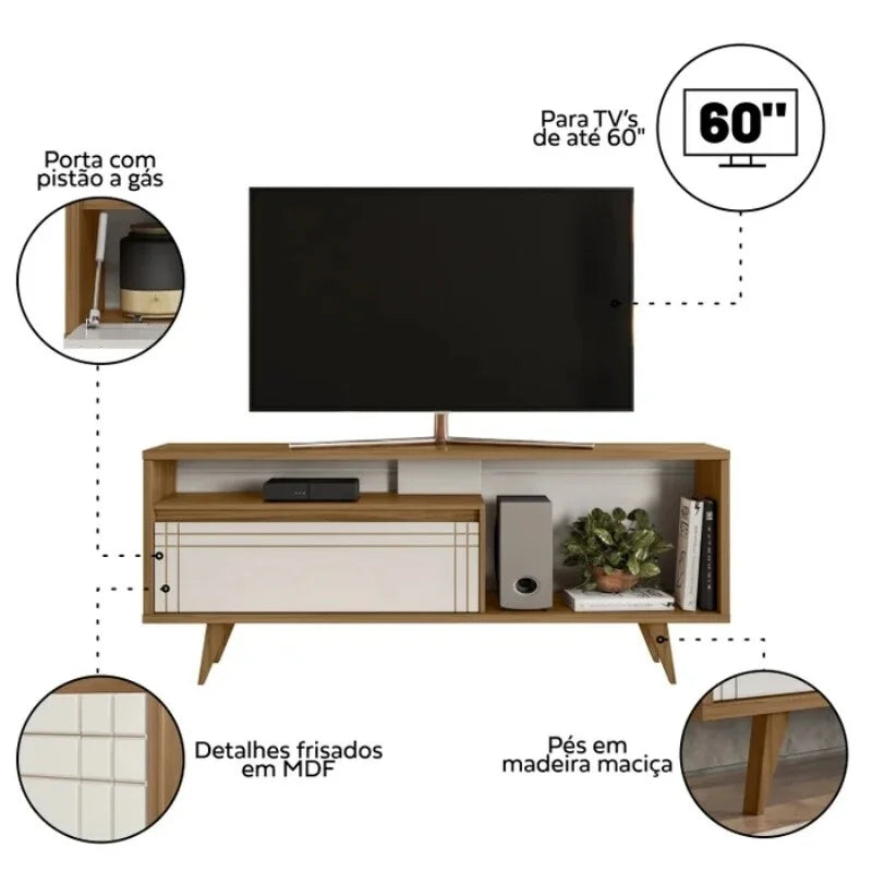 Rack Bancada NT 1315 Larg. 1.63m Freijó/Off para TV até 60″ – Notável