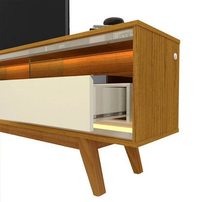Rack Requinte Larg. 2.12m Naturale/off C/ Led 100% MDF para TV até 75″ – Gelius