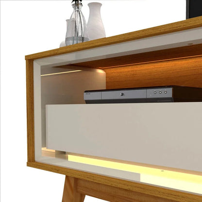 Rack Requinte Larg. 2.12m Naturale/off C/ Led 100% MDF para TV até 75″ – Gelius