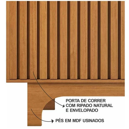 Rack Sereno Larg. 1.68m Cinamomo/Off C/Porta Ripada para TV até 70″ – JCM