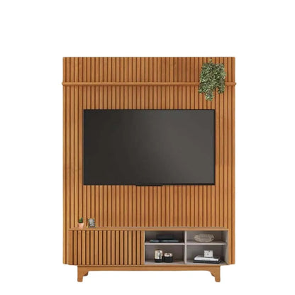 Rack Sereno Larg. 1.68m Cinamomo/Off Ripado + Painel Riso Larg. 1.82m Cinamomo Ripado para TV até 65″ – JCM