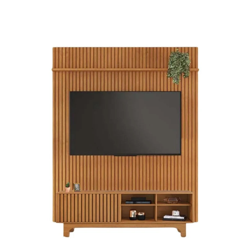 Rack Sereno Larg. 1.68m Cinamomo Ripado + Painel Riso Larg. 1.82m Cinamomo Ripado para TV até 65″ – JCM