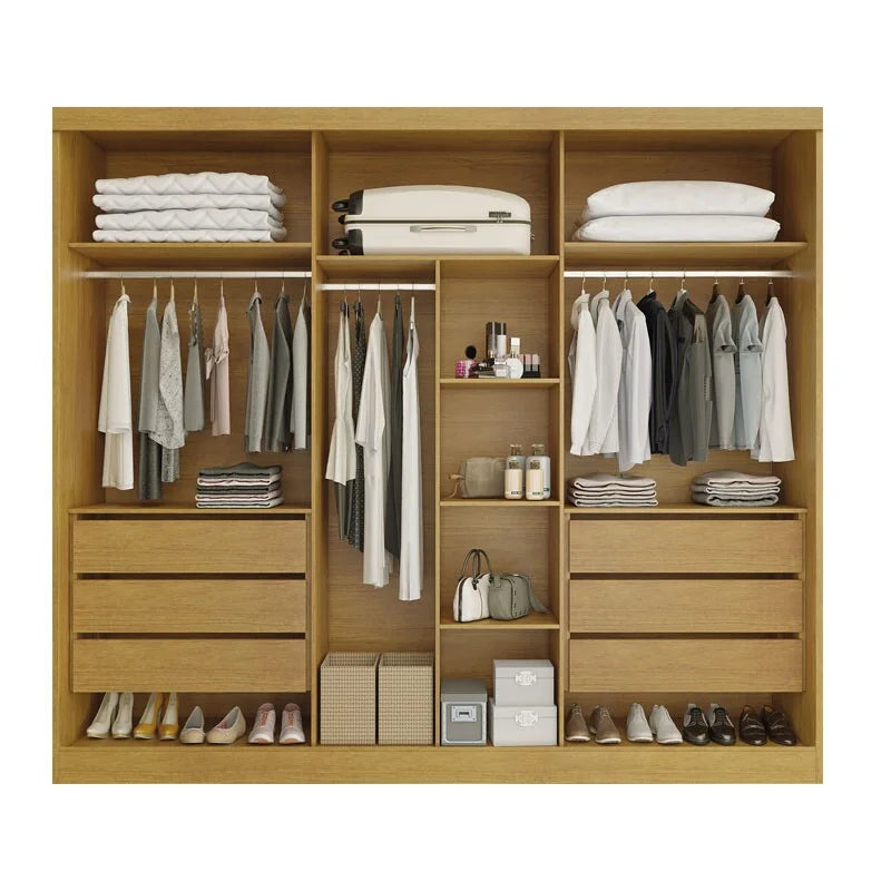 Guarda-roupa Casal Alvorada 6 Portas larg. 2.70m 100% MDF Nature/Off – Bianchi