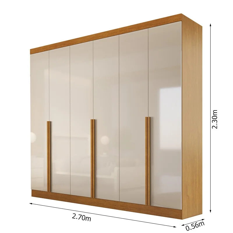 Guarda-roupa Casal Alvorada 6 Portas larg. 2.70m 100% MDF Nature/Off – Bianchi