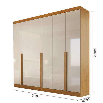 Guarda-roupa Casal Alvorada 6 Portas larg. 2.70m 100% MDF Nature/Off – Bianchi