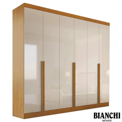 Guarda-roupa Casal Alvorada 6 Portas larg. 2.70m 100% MDF Nature/Off – Bianchi