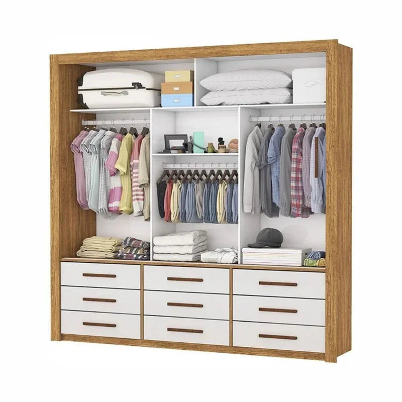 Guarda-roupa Casal Anjos Cinamomo/Off 3 Portas 9 Gavetas C/ 1 Espelho Larg. 1.91m – Carioca
