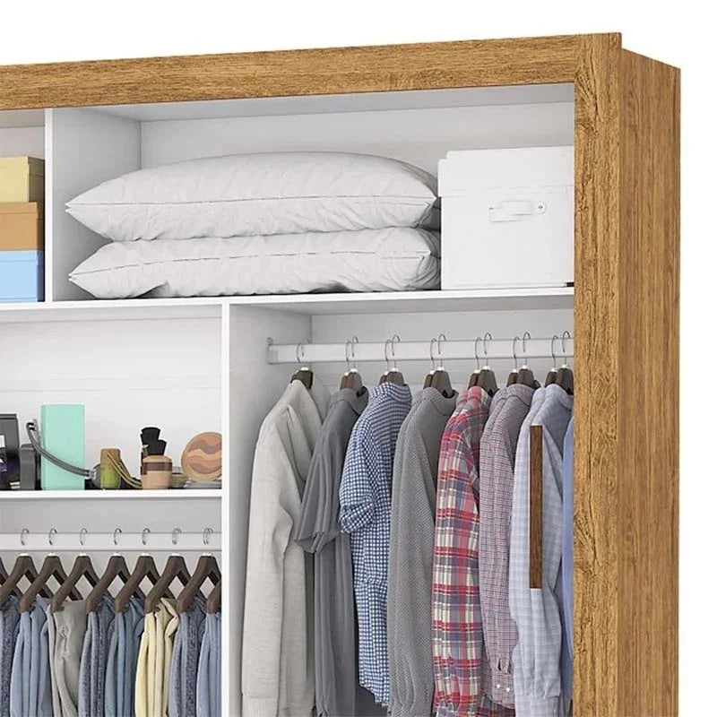 Guarda-roupa Casal Anjos Cinamomo/Off 3 Portas 9 Gavetas C/ 1 Espelho Larg. 1.91m – Carioca