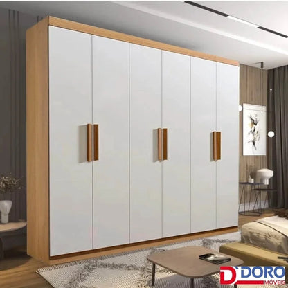 Guarda-roupa Casal Colibri Cinamomo/Off 6 Portas 6 Gavetas Larg. 2.05m – D’ Doro