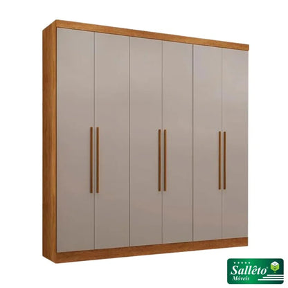 Guarda-roupa Casal Coliseu Cinamomo/Off 6 Portas 4 Gavetas Larg. 2.20m – Sallêto