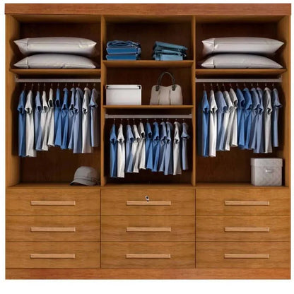 Guarda-roupa Casal Turim Nature 3 Portas 9 Gavetas C/ 1 Espelho 100% MDF Larg. 2.11 – Bianchi