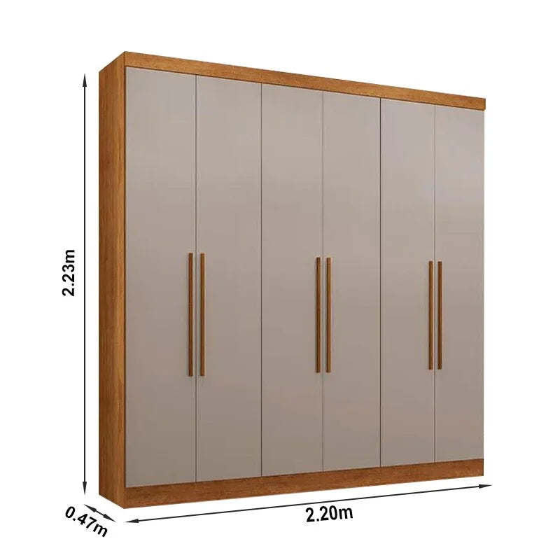 Guarda-roupa Casal Coliseu Cinamomo/Off 6 Portas 4 Gavetas Larg. 2.20m – Sallêto