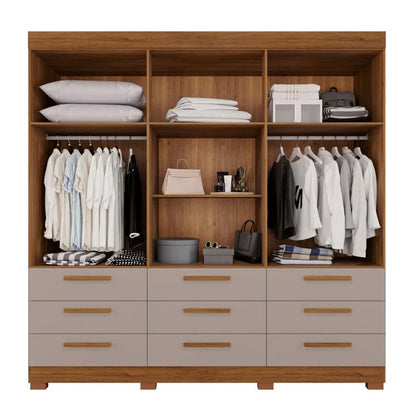 Guarda-roupa Casal Dinamarca Cinamomo/Off 6 Portas 9 Gavetas C/pés Larg. 1.80m – Sallêto