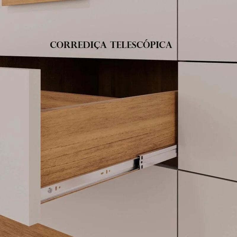 Guarda-roupa Casal Dinamarca Cinamomo/Off 6 Portas 9 Gavetas C/pés Larg. 1.80m – Sallêto