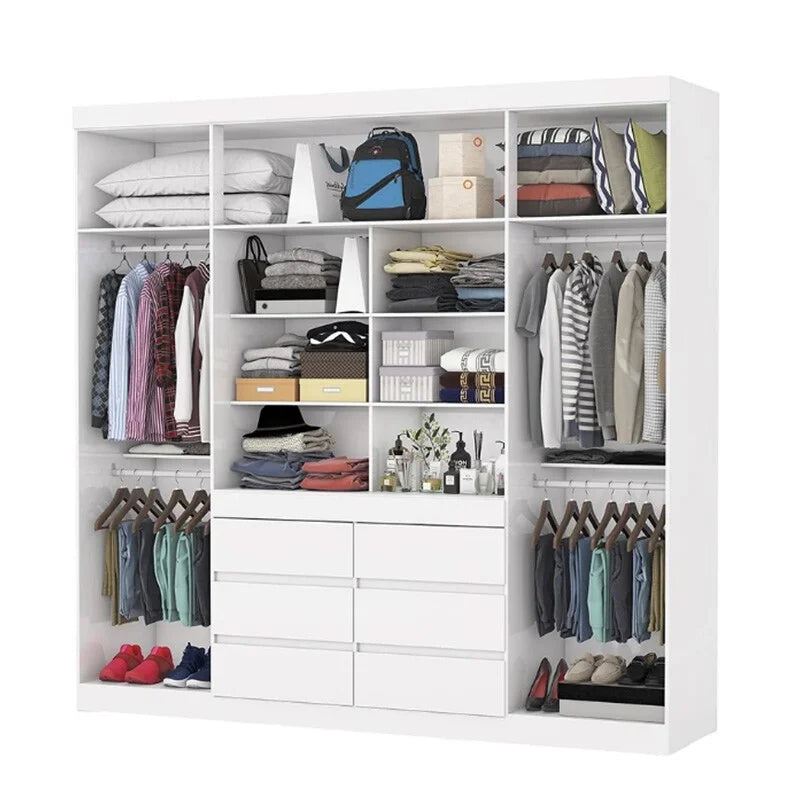 Guarda-Roupa Império Larg. 2.00m Branco 4 Portas 6 Gavetas com Espelho – Carioca