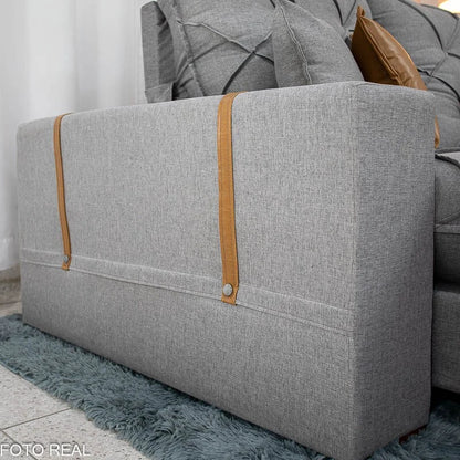 Sofá Retrátil Reclinável Malibu 2.10m Linho Cinza 1008 – D33 e Molas Ensacadas